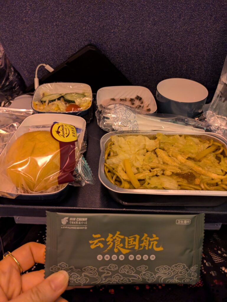 HISツアー/イタリア一人旅/中国国際航空/機内食/北京ローマ線